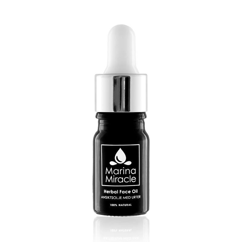 Herbal Face Oil small 5 ml glass bottle with dropper and green box